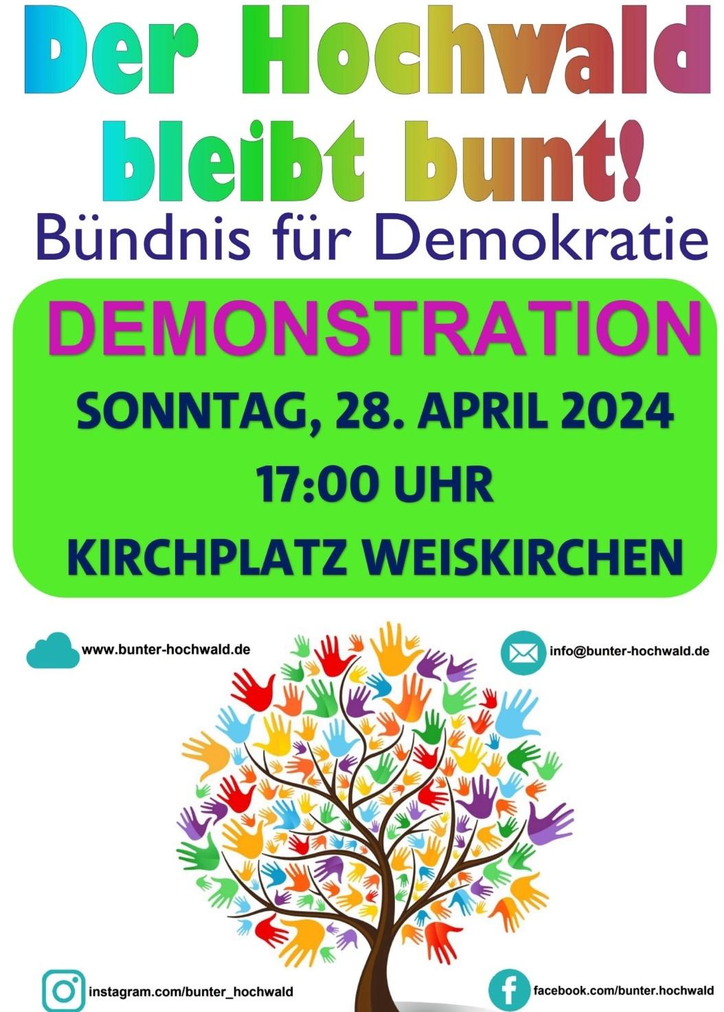 Plakat zur Demo am 28.04.24 in Weiskirchen