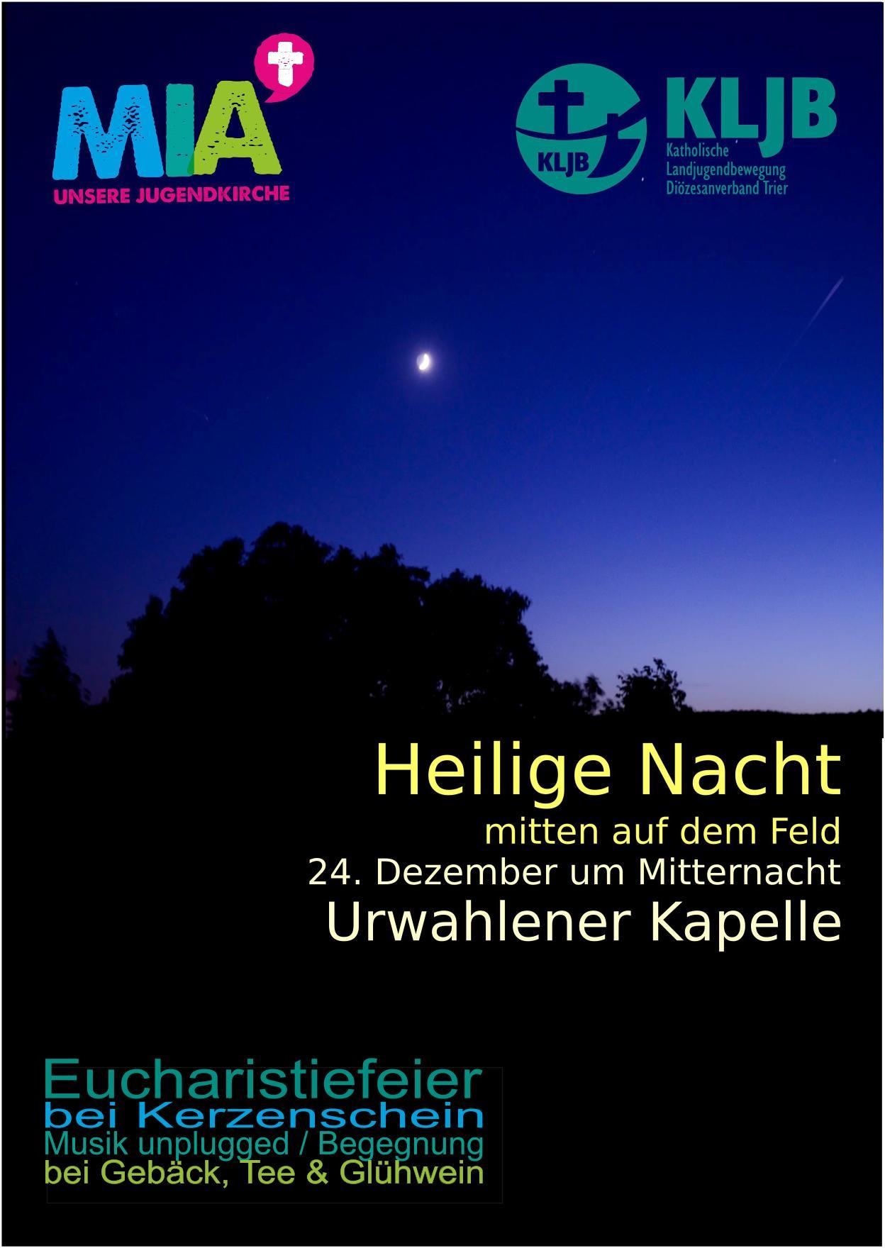 Plakat zur Einladung zur Heiligen Nacht in der Urwahlener Kapelle am 24.12.24